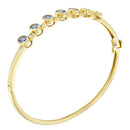 14K Yellow Gold Alternating Bezel Set 5MM Oval Shaped Tanzanite and 1/5 Cttw Diamond Bangle Bracelet (H-I Color, VS2-SI1 Clarity) - Fit's wrists up to 7.25" Inches-3