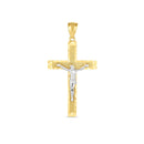 14k Two Tone Gold High Polish Diamond Cut Cross Pendant-2