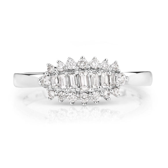 0.37 Carat Genuine White Diamond 14K White Gold Ring (E-F Color, VS-SI Clarity)