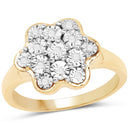 14K Yellow Gold Plated 0.07 Carat Genuine White Diamond .925 Sterling Silver Ring-1
