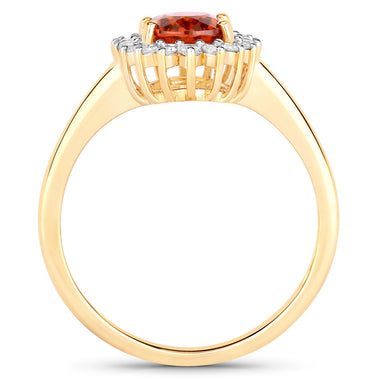 1.87 Carat Genuine Spessartite Garnet and White Diamond 14K Yellow Gold Ring - 0