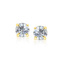 14k Yellow Gold Stud Earrings with White Hue Faceted Cubic Zirconia-1