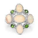 1.90 Carat Genuine Ethiopian Opal and Chrome Diopside .925 Sterling Silver Ring-3
