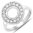 0.48 Carat Genuine White Diamond 14K White Gold Semi Mount Ring - holds 8.00mm Round Gemstone-1