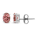 14K White Gold 1/2 Cttw Lab Grown Pink Oval 4 Prong Set Classic Diamond Solitaire Stud Earrings (Pink Color, VS2-SI1 Clarity)-3