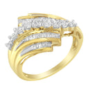 10K Yellow Gold Round and Baguette Diamond-Cut Ring (1/2 Cttw, I-J Color, I1-I2 Clarity) - Size 7-3