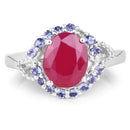 4.03 Carat Genuine Glass Filled Ruby & Tanzanite .925 Sterling Silver Ring-3