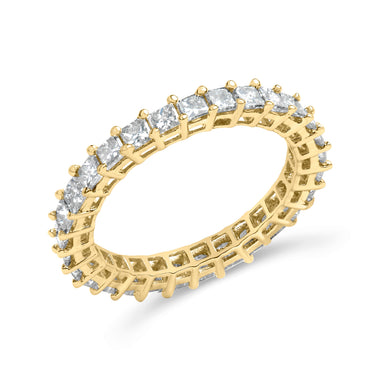 14K Yellow Gold 2.00 Cttw Shared Prong Set Princess Cut Diamond Eternity Band Ring (J-K Color, SI1-SI2 Clarity) - Ring Size 7