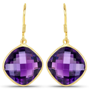 24.60 Carat Genuine Amethyst .925 Sterling Silver Earrings