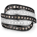 0.80 Carat Genuine Brown Diamond and White Diamond .925 Sterling Silver Ring-4