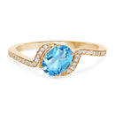 1.04 Carat Genuine Swiss Blue Topaz and White Diamond 14K Yellow Gold Ring-3