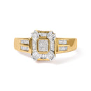 10K Yellow Gold 1/2 Cttw Diamond Composite and Halo Ring (H-I Color, SI1-SI2 Clarity) - Ring Size 7-1