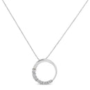 14K White Gold 1/4 Cttw Round-Cut Graduating Diamond Open Circle Hoop 18" Pendant Necklace (J-K Color, I1-I2 Clarity)-4