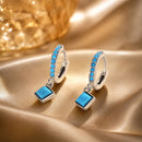 S925 Sterling Silver Turquoise Earrings - 2.1*0.7cm for Women-2