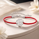 925 Sterling Silver Bracelet with White Gold Plating and Cotton Cord for Women-1
