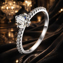 925 Sterling Silver Plated Platinum 0.60 Carat Zircon Ring Size 6 for Women-1