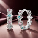 925 Sterling Silver Earrings with CZ and White Gold Plating-1