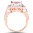 6.94 Carat Genuine Kunzite and White Topaz .925 Sterling Silver Ring-3