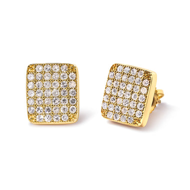 14K Yellow Gold 1/2 Cttw Diamond Square Shaped Composite Cluster Stud  Earrings (I-J Color, I1-I2 Clarity) - 0