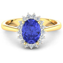 1.92 Carat Genuine Tanzanite and White Diamond 14K Yellow Gold Ring-3