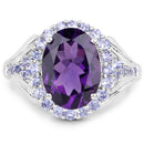5.90 Carat Genuine Amethyst and Tanzanite .925 Sterling Silver Ring-4