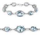 20.70 Carat Genuine Blue Topaz .925 Sterling Silver Bracelet-1