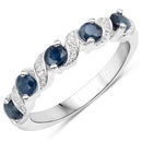0.64 Carat Genuine Blue Sapphire and White Topaz .925 Sterling Silver Ring-1