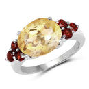 5.52 Carat Genuine Citrine and Garnet .925 Sterling Silver Ring-1