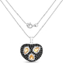 3.19 Carat Genuine Citrine and Black Spinel .925 Sterling Silver Pendant-2