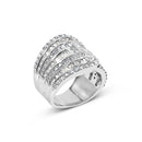 10K White Gold 2 1/2 Cttw Round and Baguette-Cut Diamond Multi-Row Bypass Ring (J-K Color, I2-I3 Clarity) - Ring Size 7-3