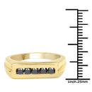 14K Yellow Gold Plated 0.50 Carat Genuine Black Diamond .925 Sterling Silver Ring-3