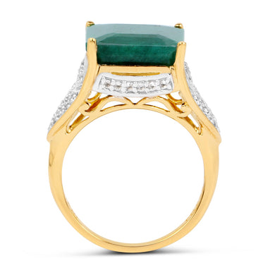 8.70 Carat Dyed Emerald and White Topaz .925 Sterling Silver Ring - 0
