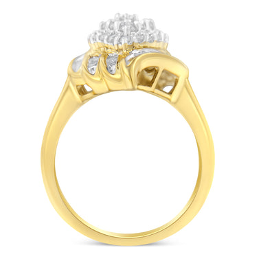 10K Yellow Gold Plated .925 Sterling Silver Diamond Cocktail Ring (3/4 Cttw, I-J Color, I2-I3 Clarity) - Size 6 - 0