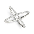 14k White Gold X Style Thin Ring with Diamonds (1/2 cttw)-1
