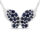 3.83 Carat Genuine Blue Sapphire and White Zircon .925 Sterling Silver Pendant-1