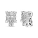 14K White Gold 1.0 Cttw Princess and Baguette-Cut Diamond Square Framed Huggie Hoop Omega Earrings (H-I Color, SI1-SI2 Clarity)-2
