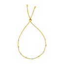 14k Tri-Color Gold Textured Bead Station Lariat Bracelet-2