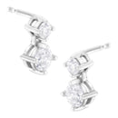 14K White Gold 1 cttw Double Diamond Stud Earrings (H-I Clarity, SI2-I1 Color)-1