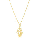 14k Yellow Gold High Polish Hamsa Amulet Necklace-3