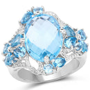 9.50 Carat Genuine Blue Topaz and Swiss Blue Topaz .925 Sterling Silver Ring-1