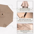 10ft Cantilever Hanging Umbrella 8 Rib Replacement Canopy Taupe-3