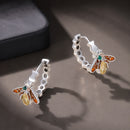 S925 Sterling Silver Enamel Blue Pavé Set CZ Earrings-2