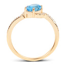 1.04 Carat Genuine Swiss Blue Topaz and White Diamond 14K Yellow Gold Ring-2