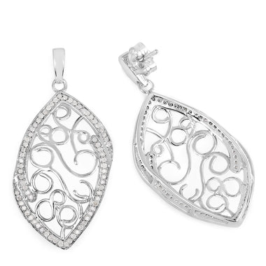 0.73 Carat Genuine White Diamond .925 Sterling Silver Earrings - 0