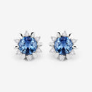 1.87 Carat Genuine Blue Sapphire and White Diamond 14K White Gold Earrings-4