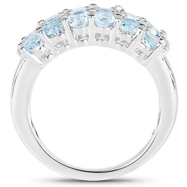 2.29 Carat Genuine Blue Topaz & White Topaz .925 Sterling Silver Ring - 0