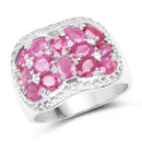 3.04 Carat Genuine Ruby & White Topaz .925 Sterling Silver Ring-1