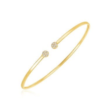 14k Yellow Gold High Polish Diamond Cluster Bangle (2mm) - 0