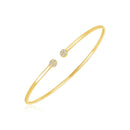 14k Yellow Gold High Polish Diamond Cluster Bangle (2mm)-1