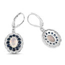 2.80 Carat Genuine Ethiopian Opal, Blue Sapphire and White Topaz .925 Sterling Silver Earrings-2